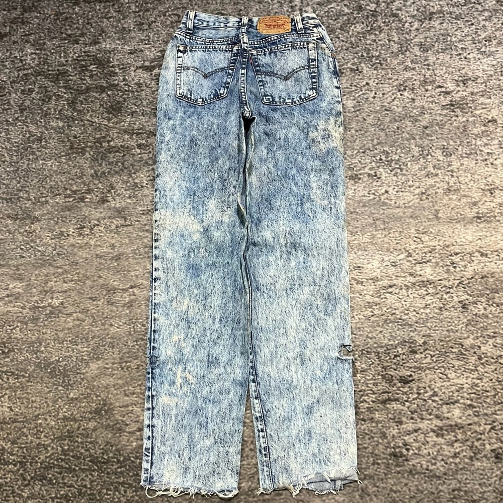 VTG Levi's 501 Acid Wash Jeans Womens 7 (24x29) Blue Button Fly Made In USA 90s
